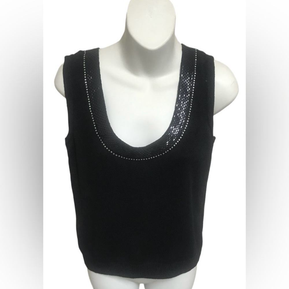 ST JOHN Evening (Marie Gray) Black Sweater Tank